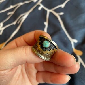 Turquoise and Silver Women's Statement Ring